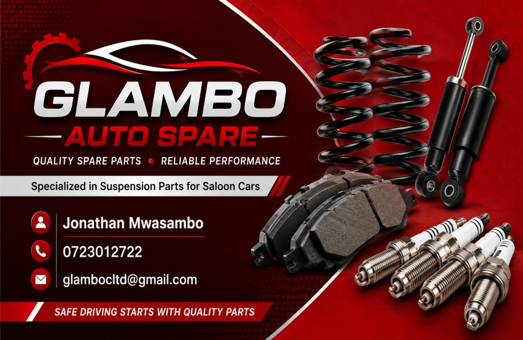 Glambo Auto Spare red and black promotional design