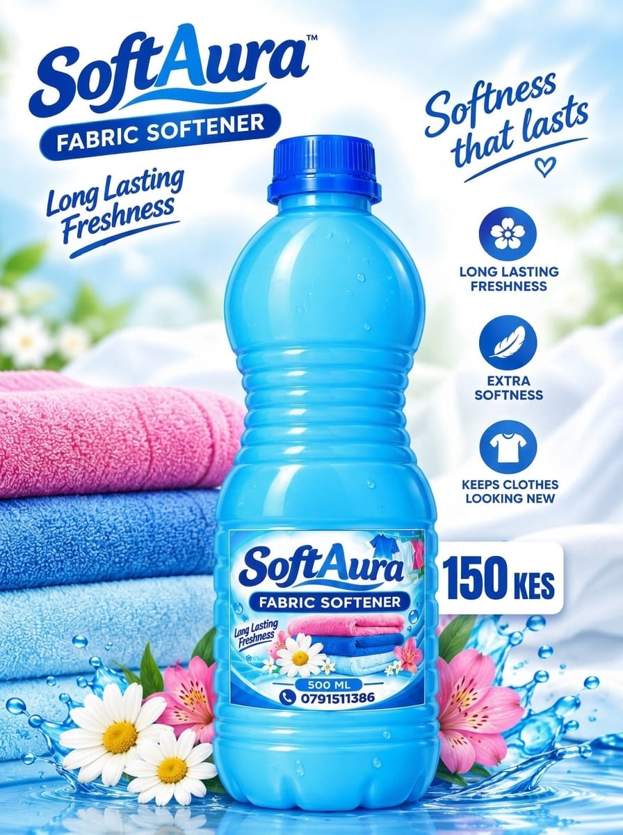 SoftAura fabric softener product advertisement