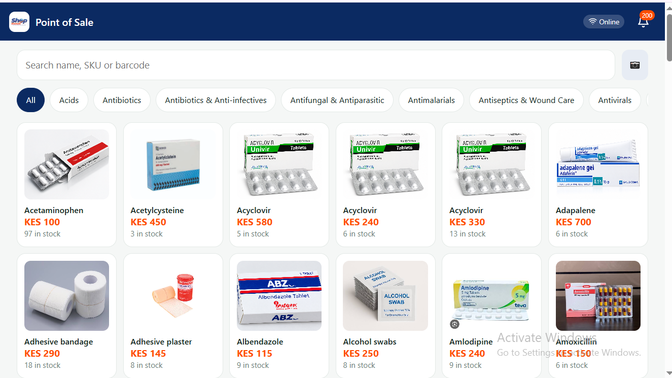 Pharmacy point-of-sale product catalogue